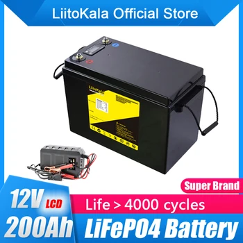 Liitokala 12v lifepo4 bateria 200ah rv campistas impermeável carrinho de golfe baterias 4000 ciclos fora de estrada fora-grade e Görüntü 2