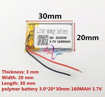Litre enerji pil 3.7 V polimer lityum pil MP3 Bluetooth kulaklık MP4 kayıt kalemi 032030 160mAh Görüntü 2