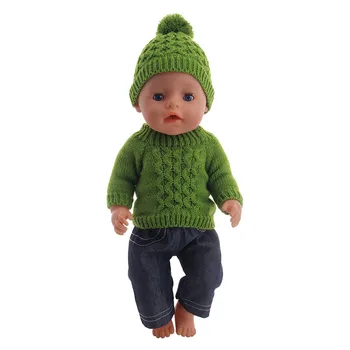 Logan Bebek Örgü Kazak Moda Seti = Giysi + Şapka, BootsFit 18 İnç Amerikan ve 43Cm Yeni Doğan Bebek, Nesil, doğum Günü kız çocuk oyuncağı Hediye Görüntü 2
