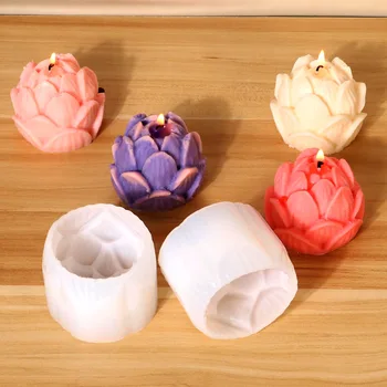 Lotus Silikon Mum Kalıpları DIY Aromath Sabunlar Kokulu Mum 3D Çiçek Enjeksiyon Balmumu Kalıp Ev Dekor El Yapımı Hediye