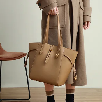 Lüks Marka İnek Hakiki Deri Kadın omuz çantaları Tasarımcı Kova Büyük Kadın Çanta 2022 Moda Büyük Kapasiteli Tote Çanta Görüntü 2