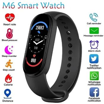 M6 Akıllı Bant Akıllı İzle Erkekler Kadınlar Kalp Hızı Monitörü Kan Basıncı Spor İzci Smartwatch Smartband Saat Xiaomi IOS Görüntü 2