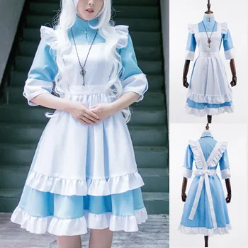 Manuel özelleştirme Film Alice in Wonderland Alice Klasik açık mavi beyaz Hizmetçi Elbise Lolita Elbise Görüntü 2
