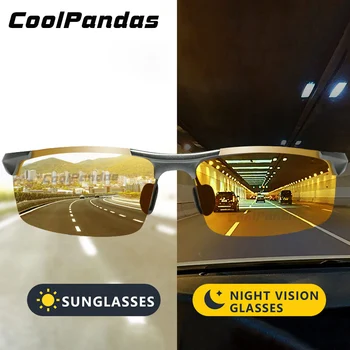 Marka Tasarım Alüminyum Magnezyum Fotokromik Güneş Gözlüğü Polarize Gündüz Gece Görüş gözlüğü Erkek Sürücü Parlama Önleyici Sürüş Oculos