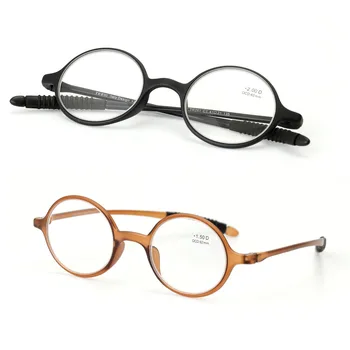 Marka Tasarım TR90 Retro Yuvarlak Çerçeveleri okuma gözlüğü Erkek Kadın Retro Tarzı Reçine Optik Gözlük Unisex Gözlük + 100~ + 400 Görüntü 2