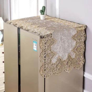 Masa Örtüsü Buzdolabı Kapağı Avrupa Lüks İşlemeli Masa Örtüsü tozluk Koruyucu Mikrodalga Fırın Çamaşır Makinesi Havlu Görüntü 2