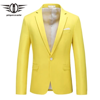 Mavi Yeşil Gül Kırmızı Bordo Limon Sarı Erkekler Blazer 2020 Yeni Rahat İş Resmi Blazer Ceket Erkek Düğün Blazers Q932