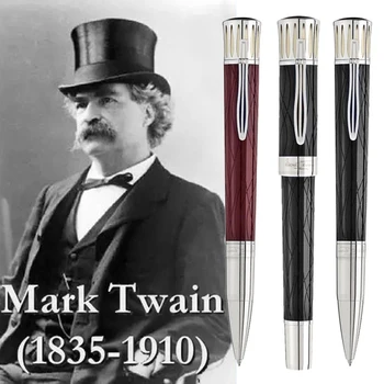 MB Büyük Yazar Baskı Mark Twain Lüks Rollerball Tükenmez Kalem Siyah Mavi Şarap Kırmızı Reçine Seri Numarası İle 0068/8000 Görüntü 2