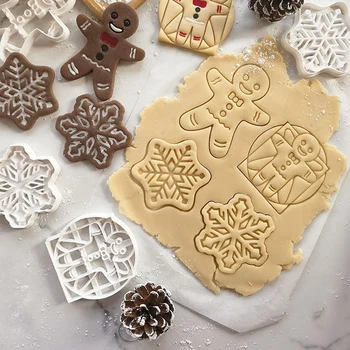 Merry Christmas Kar Tanesi kurabiye kalıbı Yeni Yıl Çiçek Desen Çerez Embosser Kalıp Fondan Kek Dekorasyon Araçları Pişirme Malzemeleri