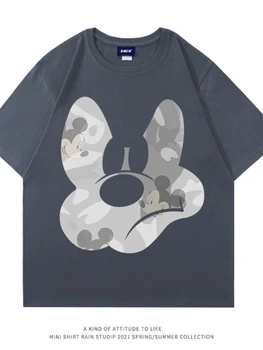 Mickey Mouse kısa kollu tişört Erkekler ve Kadınlar İlkbahar ve Yaz Yeni Trend Gevşek Büyük Boy Pamuk Mickey Çift Elbise