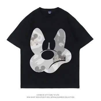 Mickey Mouse kısa kollu tişört Erkekler ve Kadınlar İlkbahar ve Yaz Yeni Trend Gevşek Büyük Boy Pamuk Mickey Çift Elbise Görüntü 2