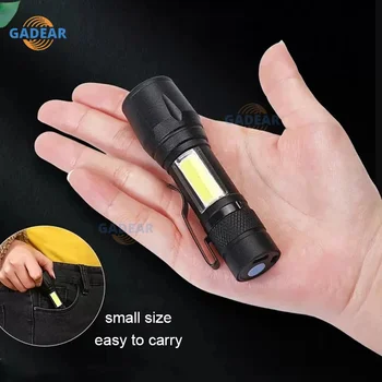 Mini LED taşınabilir şarj edilebilir zoom LED el feneri Q5 flaş ışığı USB fener ayarlanabilir su geçirmez açık kamp Penlight Görüntü 2