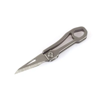 Mini titanyum alaşımlı katlanır bıçak, anahtarlık üzerine asılabilir, açık hayatta kalma kullanımı, günlük ev kullanımı için de uygun olabilir Görüntü 2