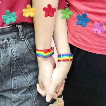 Minimalist Nepal Gökkuşağı Lezbiyen LGBT Bilezik Gurur Dokuma Örgülü Erkek Kadın Çift Dostluk Takı