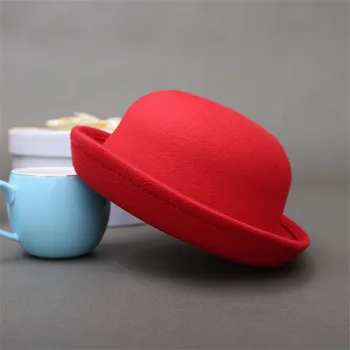 Moda Ebeveyn-çocuk melon şapka Caz Şapka Fedoras Chapeau fötr şapkalar Çocuklar için resmi kap Görüntü 2