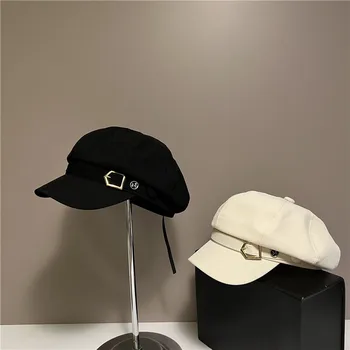 Moda Gazete çocuk Şapka İngiliz Retro Sekizgen Şapka Yumuşak Üst Yönlü Bere Bahar Sonbahar kadın Güneşlik Şapka BL0073