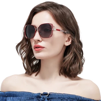 Moda Polarize Güneş Kadınlar Marka Tasarımcısı Bayanlar Büyük Boy güneş gözlüğü Araba sürüş gözlükleri UV400 Oculos De Sol Görüntü 2