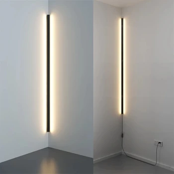 Modern Minimalist köşe led duvar Lambası kapalı basit çizgi ışık duvar aplik merdiven yatak odası başucu yatak odası için lamba Arka Plan