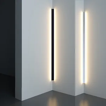 Modern Minimalist köşe led duvar Lambası kapalı basit çizgi ışık duvar aplik merdiven yatak odası başucu yatak odası için lamba Arka Plan Görüntü 2