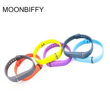 MOONBIFFY Renkli Yedek Silikon Kayış Bileklik Akıllı Bant watchband Metal Klipsler (İzci) Fitbit Flex için