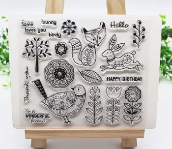 Mutlu Doğum Günü ve çiçek kuş Şeffaf temizle Pullar DIY Scrapbooking fotoğraf Craft Kart Albümü Dekoratif hey size lastik damga