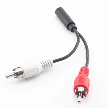 Müzik Tel 3.5 MM dişi konnektör Jack Stereo Kablosu Y Fiş 2 RCA Erkek Adaptör 3.5 Ses Aux Soket Kulaklık