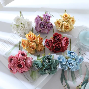 Nanaıro 12 adet Yeni Organlarındaki Gül yapay çiçek Buket Ev Düğün Dekorasyon İçin DIY Hediye Kutusu Aksesuarları Zanaat Sahte Çiçekler