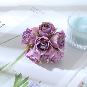 Nanaıro 12 adet Yeni Organlarındaki Gül yapay çiçek Buket Ev Düğün Dekorasyon İçin DIY Hediye Kutusu Aksesuarları Zanaat Sahte Çiçekler Görüntü 2