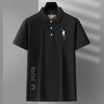 Nefes Düz Renk Polo T Shirt Erkekler İçin Nakış Özel Logo Casual Slim Fit Kısa Kollu Üst Yaz Yüksek Kaliteli Tasarımcı