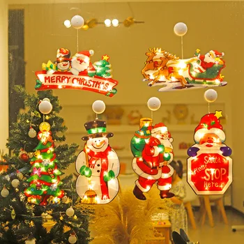 Noel Dekorasyon Işıklı Pencere asılı dekorlar Noel ışıkları vantuzlu askı Noel Partisi için Vitrin Penceresi Ev Görüntü 2