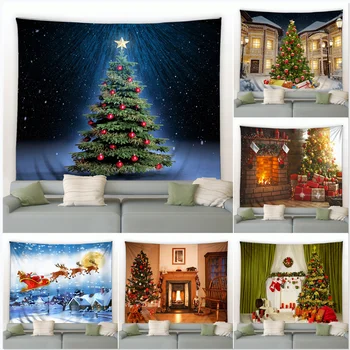 Noel dekorasyonları Duvar Asılı Goblen Noel Ağacı Şömine Çorap Hediyeler Goblen Yatak Odası Oturma Odası Yurt Büyük Battaniye