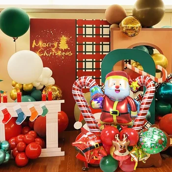 Noel Partisi Balon Seti Noel Baba Koltuk Değneği Folyo Balonlar Merry Christmas Süslemeleri Ev İçin Noel Partisi Navidad Noel