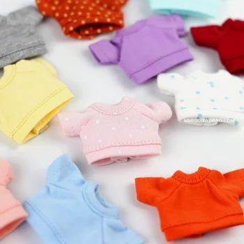 ob11 bebek giysileri ob11 bebek aksesuarları molly giysileri kısa kollu kazak T-shirt 1 / 12bjd üstleri yuvarlak tırnak giysileri kız oyuncak Görüntü 2