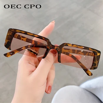 OEC CPO Moda Dikdörtgen Güneş Gözlüğü Kadın Renkli Küçük Yarım çerçeve güneş gözlüğü Kadın Marka Tasarımcısı Vintage Gözlüğü Bayanlar