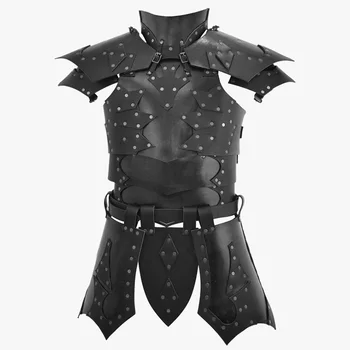 Ortaçağ Şövalye Gladyatör Cuirass PU Vücut Omuz Zırh Viking Savaşçı Cosplay Kostüm Steampunk Kemer Pauldrons Göğüs Plakası Seti