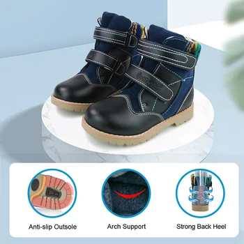 Ortoluckland Çocuk Ayakkabıları 2022 Erkek Kız Kış Ortopedik Ayakkabı Çocuklar Yeni Bahar Moda Marka Tıknaz Okul Kürk Botları Görüntü 2