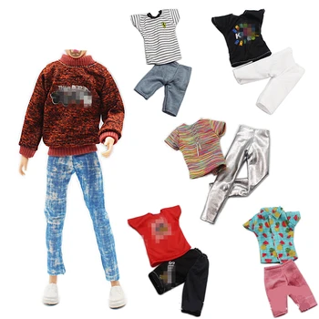 Oyuncak bebek giysileri 30cm Erkek Bebek El Yapımı Kıyafet Pantolon T-shirt Rahat Günlük Giyim Terlik Giysileri Bebek Aksesuarları