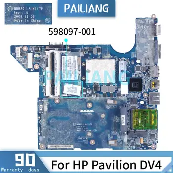 PAILIANG Dizüstü HP için anakart Pavilion DV4 SOKET S1 Anakart 598097-001 LA-4117P DDR2 test