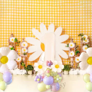 Papatya Temalı Doğum Günü Partisi Balonlar Kek Toppers Kız Papatya Doğum Günü Partisi Süslemeleri DIY Çiçek Düğün Malzemeleri