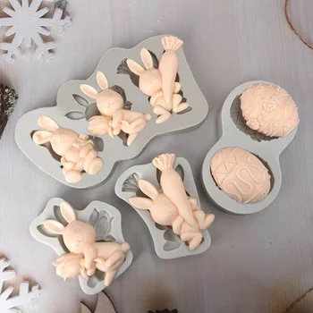 Paskalya tavşanı Fondan 2022 silikon kalıp havuçlu kek Dekorasyon Araçları çikolatalı kurabiye kalıbı Pişirme Kalıp Yumurta DIY Epoksi Kalıp Görüntü 2