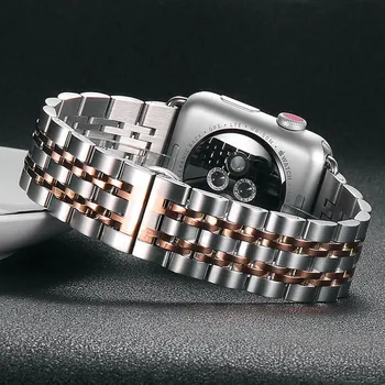 Paslanmaz Çelik kayış apple saat bandı 44mm 45mm 41mm 40mm 42mm 38mm metal watchband bilezik iwatch Serisi 3 4 5 se 6 7 8 Görüntü 2