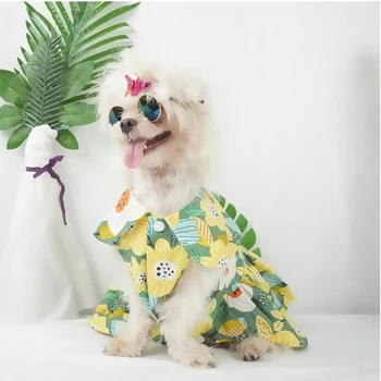 Pet köpek kedi Çiçek vintage elbise Sevimli Yavru Pamuk Prenses etek Parti Doğum Günü Düğün İlmek Elbise Bahar Evcil Hayvan Giysileri