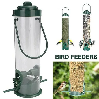 Plastik Asılı Vahşi Kuş Besleyici Tohumları Silo Dayanıklı Konteyner Askı Bahçe Açık Besleme Pet Kuş Malzemeleri 29x14 cm