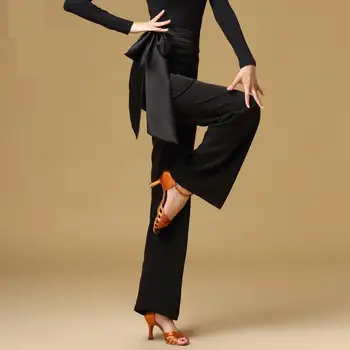Profesyonel Custom Made Balo Salonu Dans Pantolon Kadın Latin Kare Dans Kostümleri Modern Standart Dans Pantolon Yüksek Bel Kadın