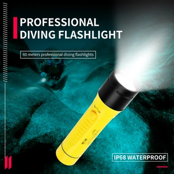 Profesyonel Dalış El Feneri IP68 Su Geçirmez Sualtı Ekipmanları Devriye Seyahat Ev Görüntü 2