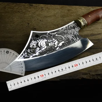 Profesyonel Çin şef bıçağı El Dövme Mutfak Bıçakları Çok Fonksiyonlu Et Cleaver Kemik Kesici Sabit Bıçak Pişirme Araçları Görüntü 2