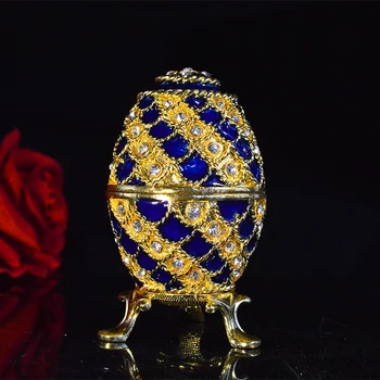 QIFU Popüler Yeni Gelmesi Mavi Faberge Yumurta Ev Dekor Süsler için Görüntü 2