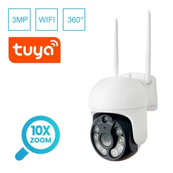 QZT Açık CCTV Gözetim Kamera 360 Gece Görüş 3MP Tuya Akıllı ev güvenlik kamerası Su Geçirmez 10X Zoom PTZ IP Kamera WİFİ