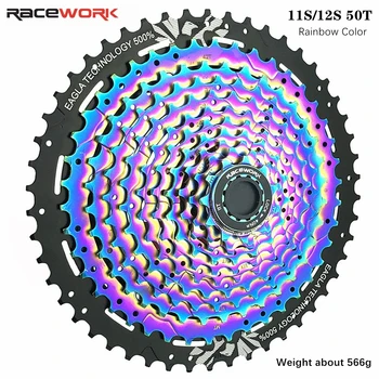 RACEWORK Bisiklet Pedal Çevirmeden Dağ Bisikleti Kart Alüminyum Alaşım Gökkuşağı Renk 8 9 10 11 hız 50 T 12 hız 11-50 T büyük dişli plaka