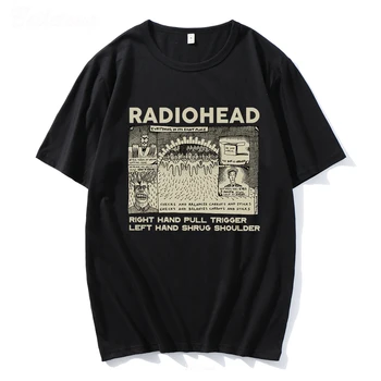 Radiohead T Gömlek Erkekler Komik Retro Baskılar Gevşek Nefes Tops %100 % Pamuk Unisex T-Shirt Indie Rock Grubu Müzik Tees erkekler Tops